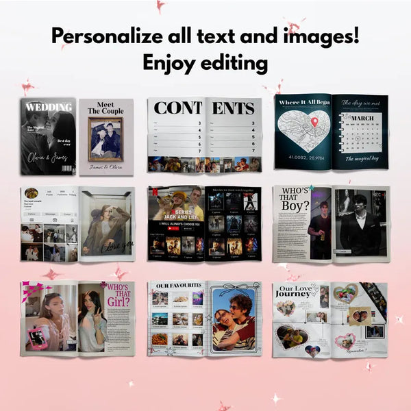 Couple Story Book Template, Editable Canva Love Story Gift